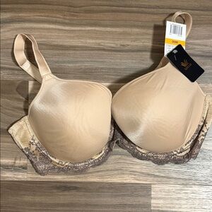 NWT WACOAL "Lace Affair" T-Shirt Contour Lace Bra Nude Taupe Lace 38DD
